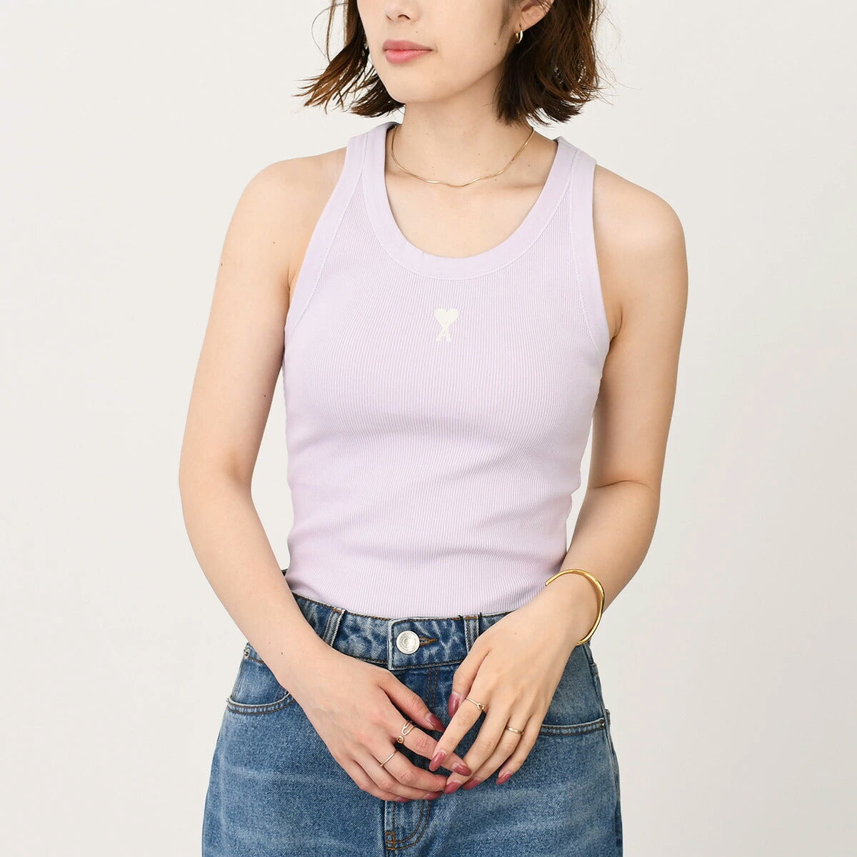 AMI PARIS Ami de Coeur cotton rib tank top 