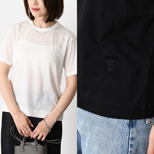 AMI PARIS Ami De Coeur シルケット加工ジャージー ショートスリーブ Tシャツ