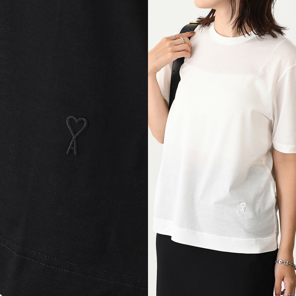 AMI PARIS Ami De Coeur シルケット加工ジャージー ショートスリーブ Tシャツ