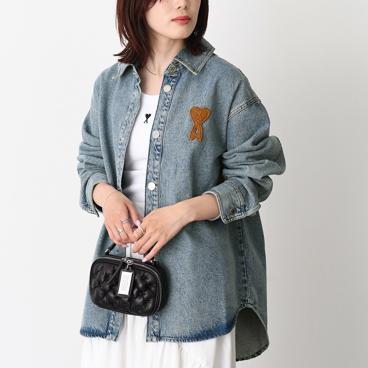 AMI PARIS Ami De Coeur ウォッシュドデニム オーバーシャツ