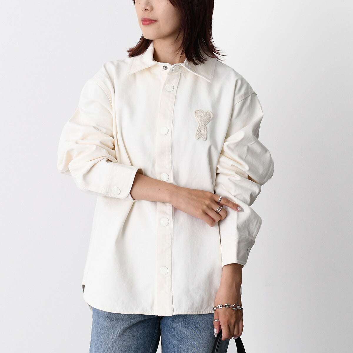 AMI PARIS Ami De Coeur カラーコットンツイル オーバーシャツ