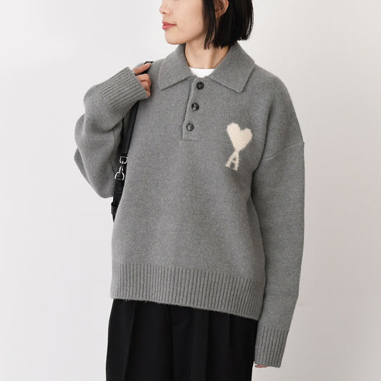 AMI PARIS AMI DE COEUR アルパカニット ポロ