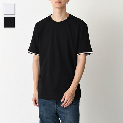 HUGO BOSS コットンジャージー Tシャツ シグネチャーストライプカフ