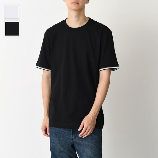 HUGO BOSS コットンジャージー Tシャツ シグネチャーストライプカフ