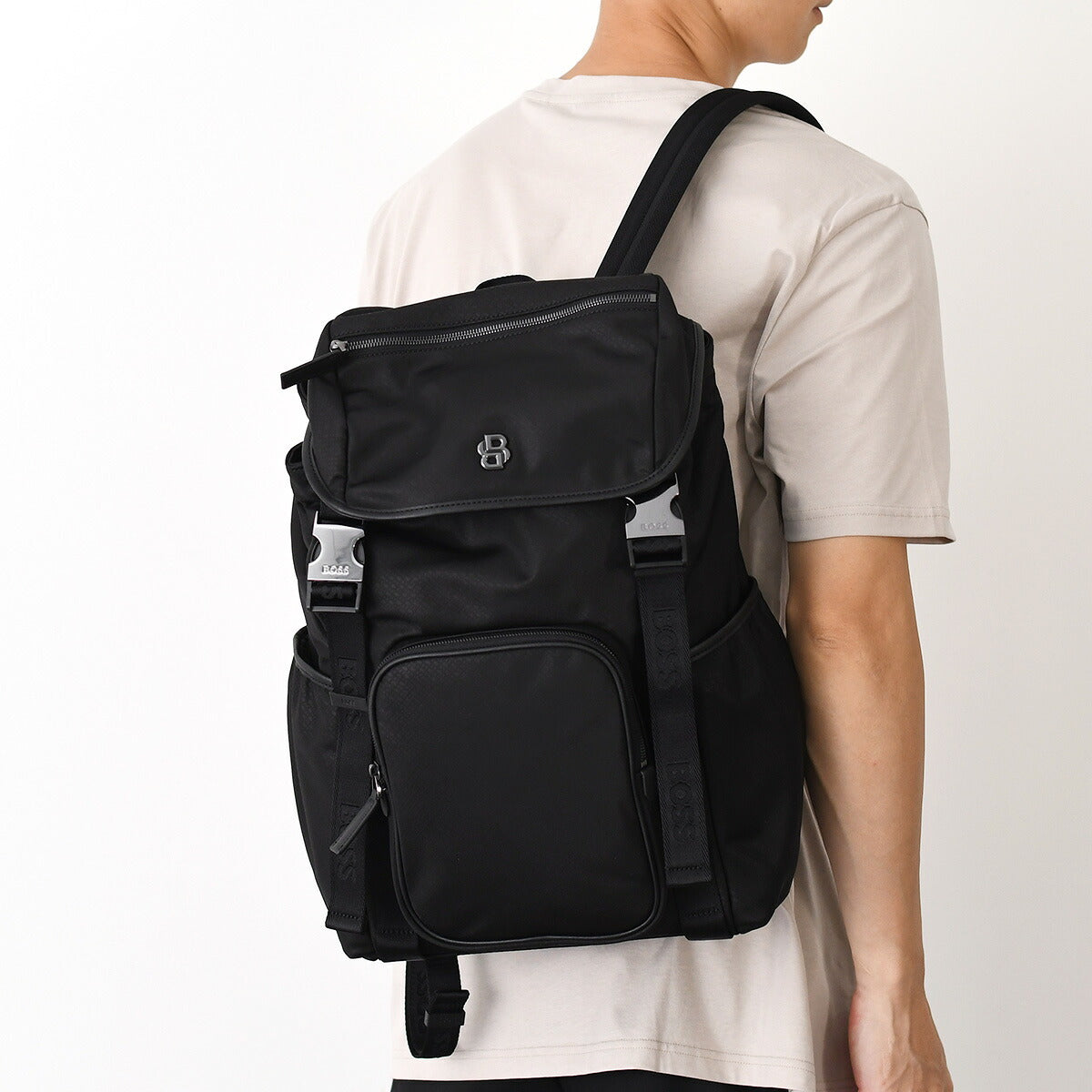 HUGO BOSS DOUBLE Bモノグラム フラップバックパック