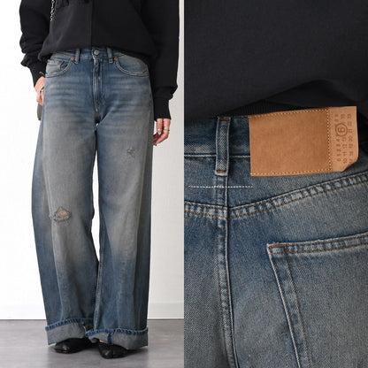 MM6 MAISON MARGIELA distressed wide-leg jeans 