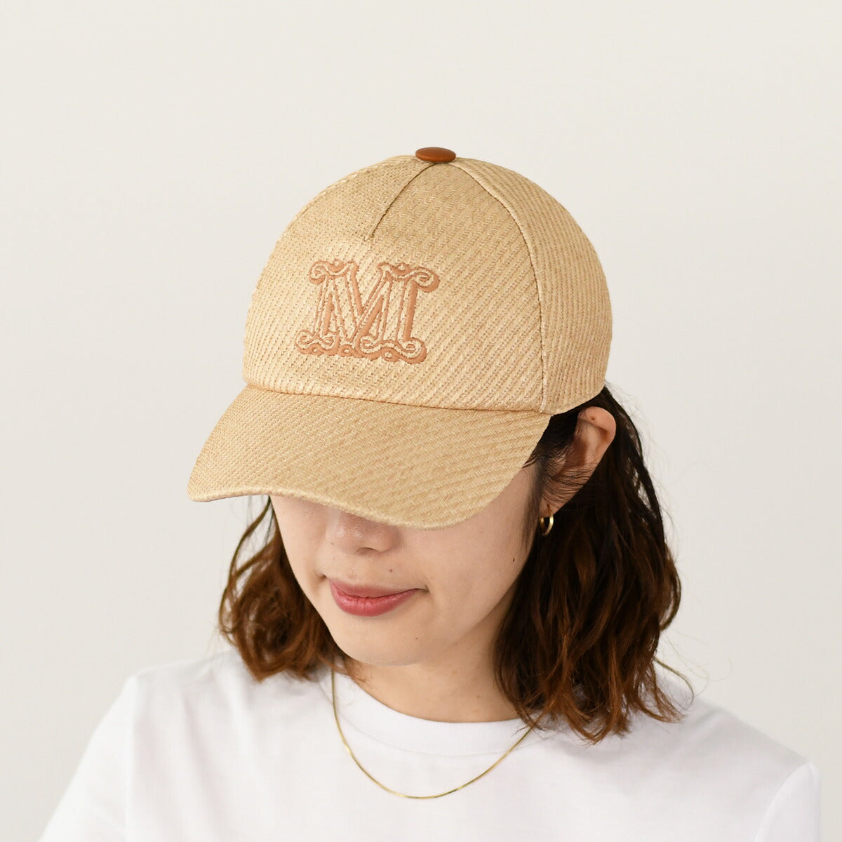 Max Mara JEZ 제즈 라피아 룩 베이스볼 캡 
