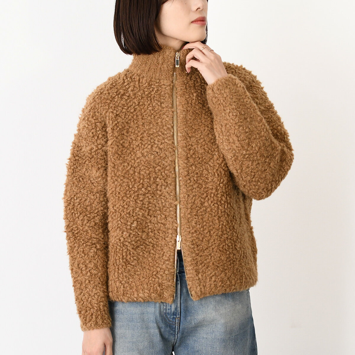 Max Mara Studio マックスマーラ ステゥディオ OGGETTI ブークレ ハイネックジップ カーディガン