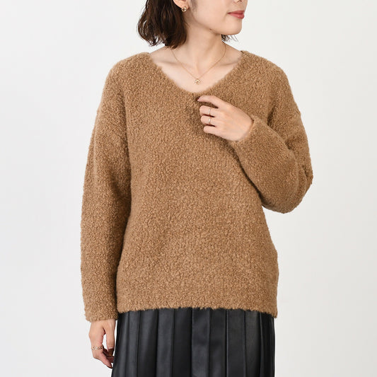 PANTERA ブークレ シルク Vネック セーター