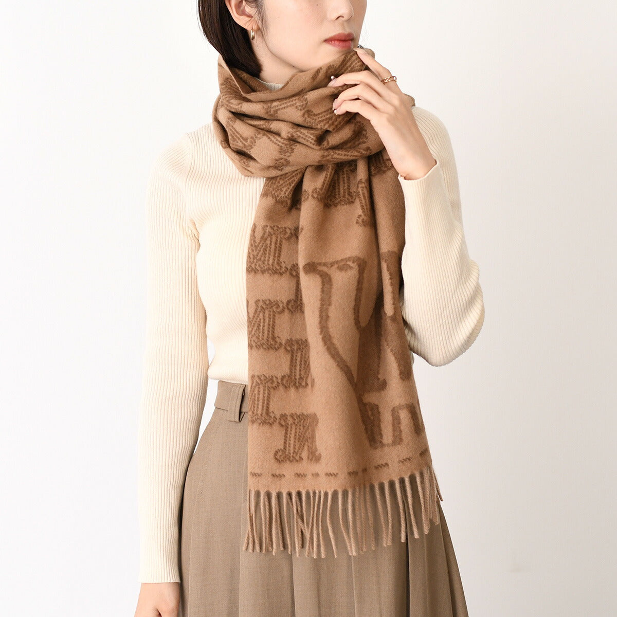 Max Mara マックスマーラ WSTEDDYCAMEL テディキャメル ピュア カシミヤ ジャカード ストール