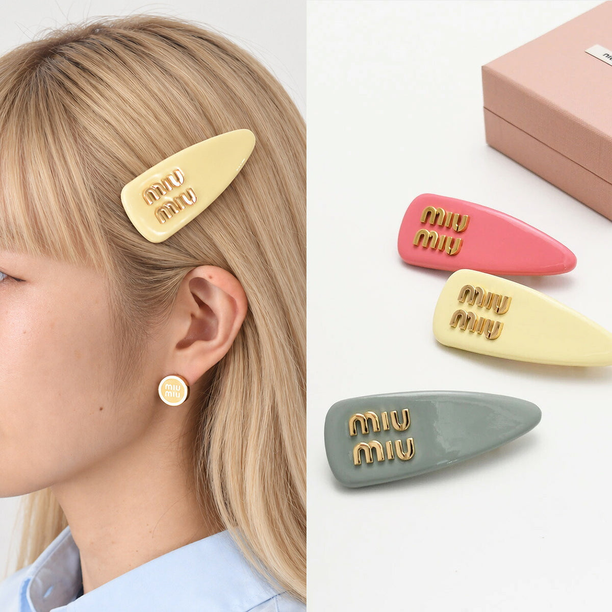 MIU MIU パテントレザー ヘアクリップ
