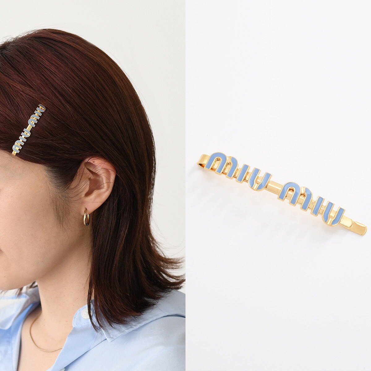 MIU MIU エナメルロゴヘアクリップ