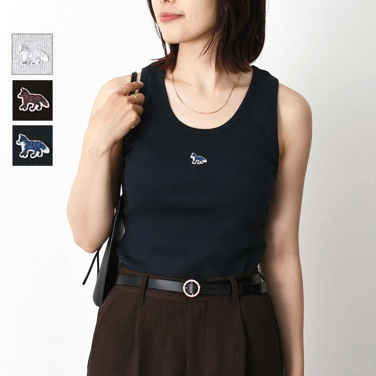 MAISON KITSUNE トーナル ベイビー フォックス パッチ リブ タンクトップ