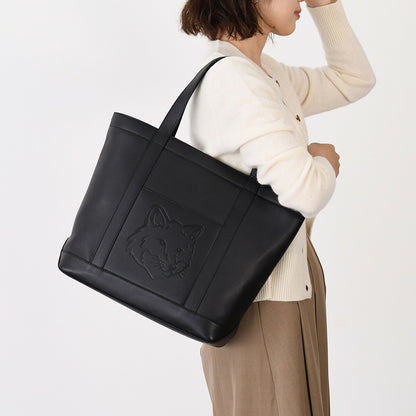 MAISON KITSUNE Fox Head Leather Medium Tote 