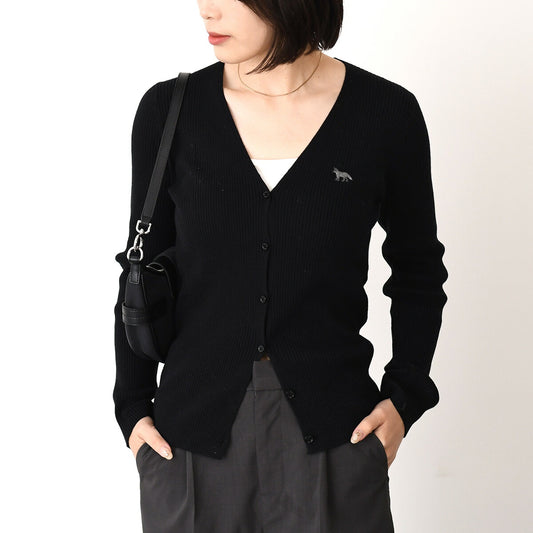MAISON KITSUNE Baby Fox Fine Rib Wool Cardigan 