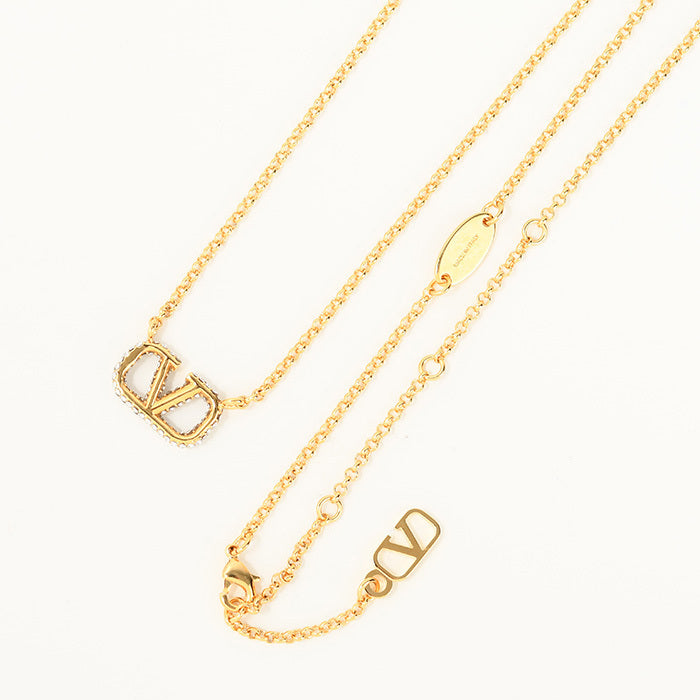 VALENTINO Vロゴメタルxスワロフスキー ネックレス