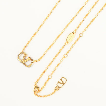 VALENTINO Vロゴメタルxスワロフスキー ネックレス