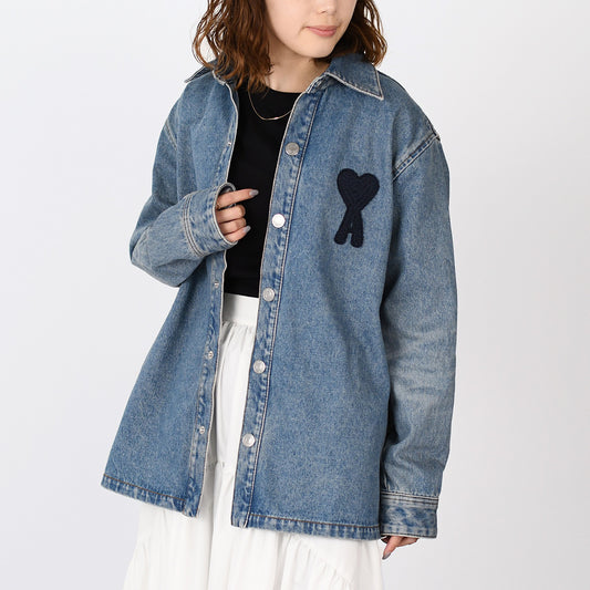 AMI PARIS AMI DE COEUR アミパリス Ami de Coeur ウォッシュドデニム オーバーシャツ