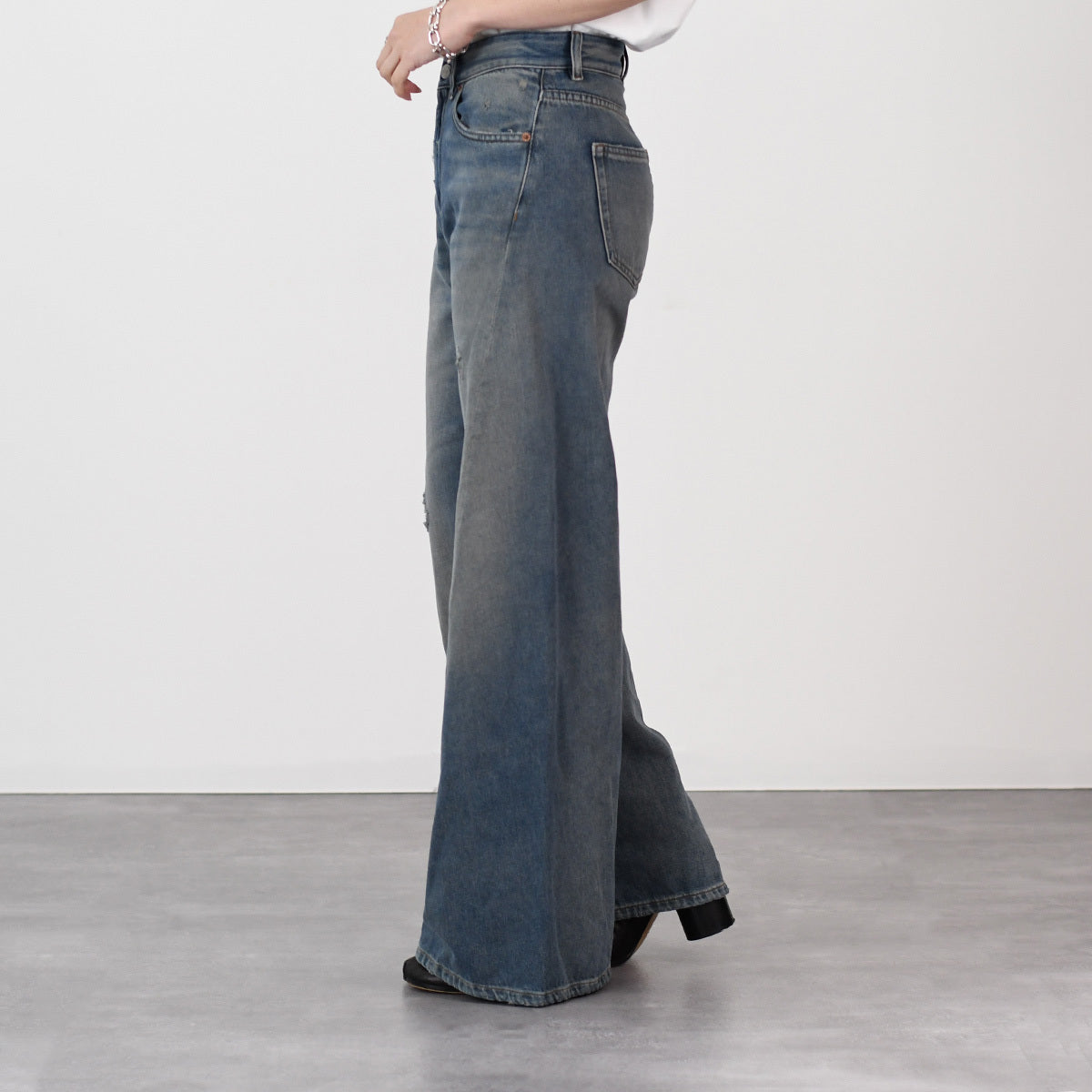 MM6 distressed wide jeans 