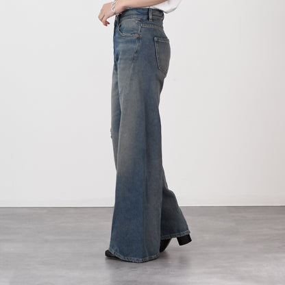 MM6 distressed wide jeans 