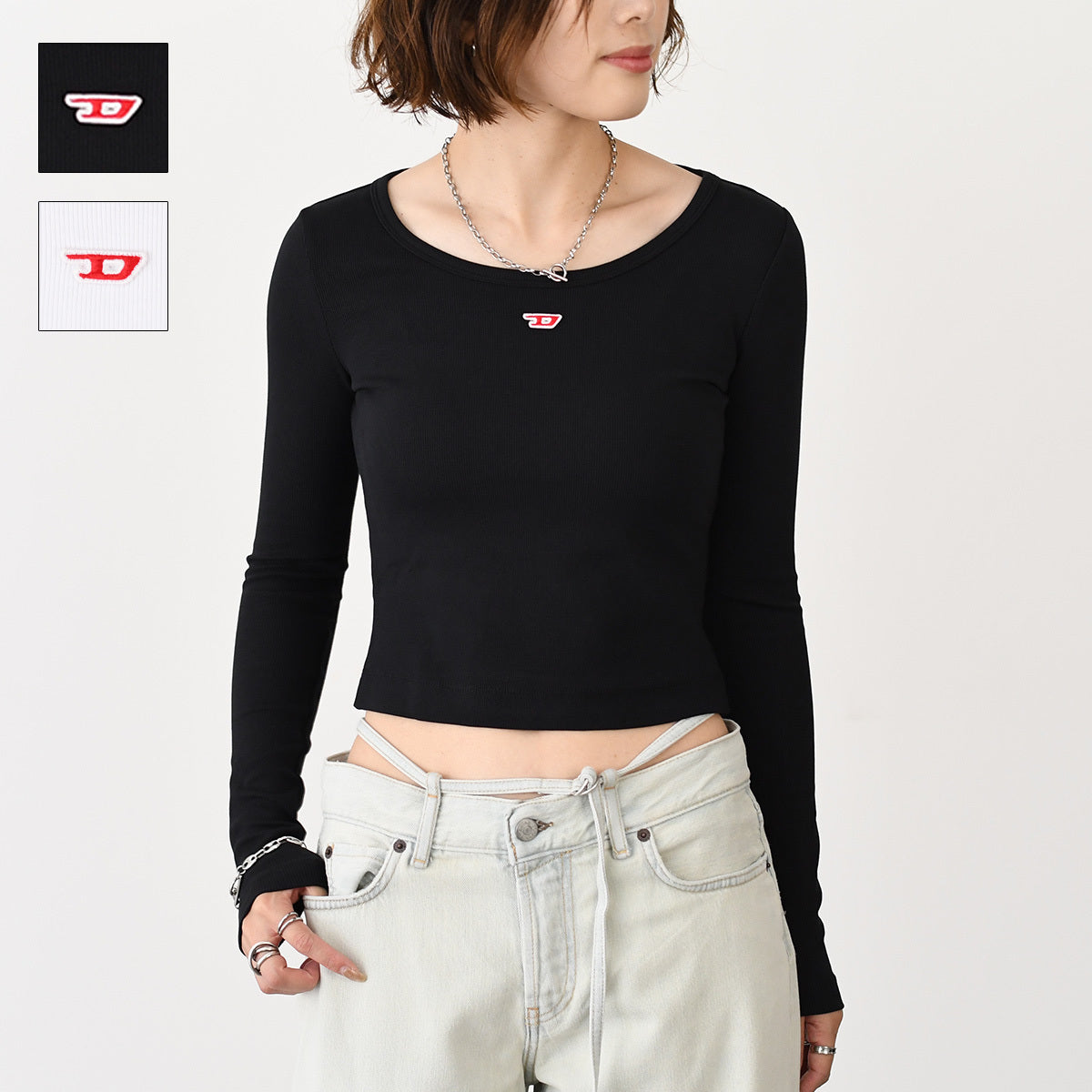 DIESEL ディーゼル T-BALLET-D リブ長袖Tシャツ