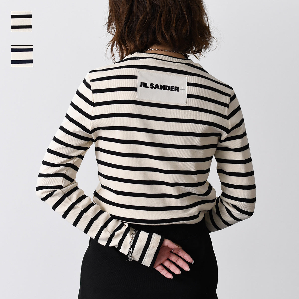 JILSANDER 가방 로고 테두리 긴팔 티셔츠 