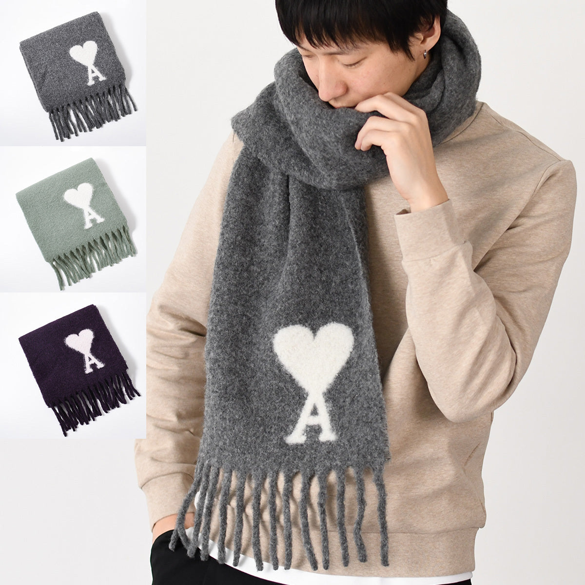 AMI ALEXANDRE MATTIUSSI Ami de Coeur Oversized Scarf 