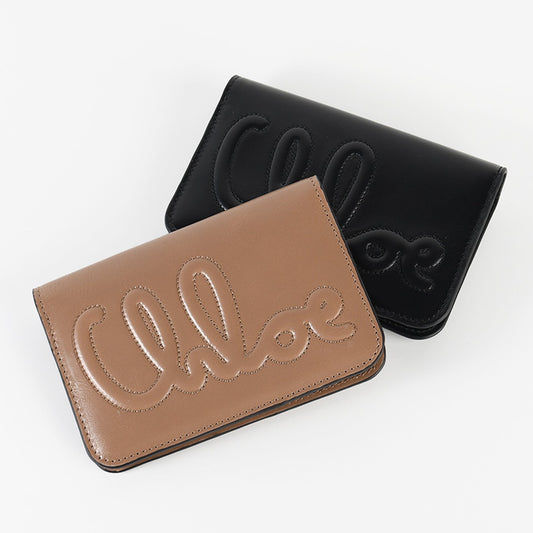CHLOE シャイニーレザー製クロエ Cバイフォールドウォレット