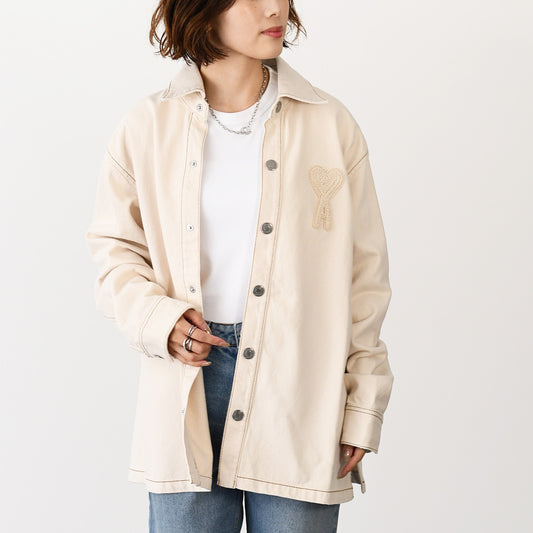 AMI PARIS AMI DE COEUR アミパリス Ami de Coeur カラーコットンツイル オーバーシャツ