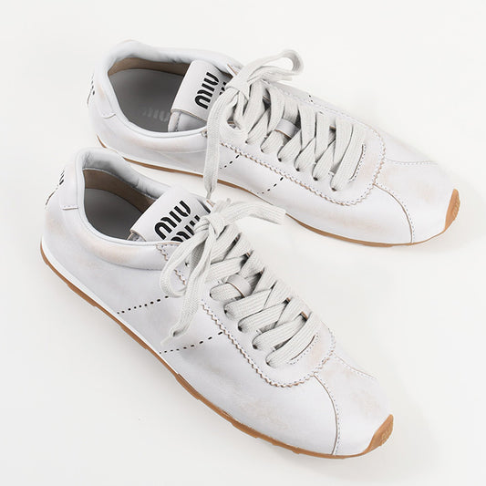 MIU MIU プリューム ブリーチドナッパレザー スニーカー