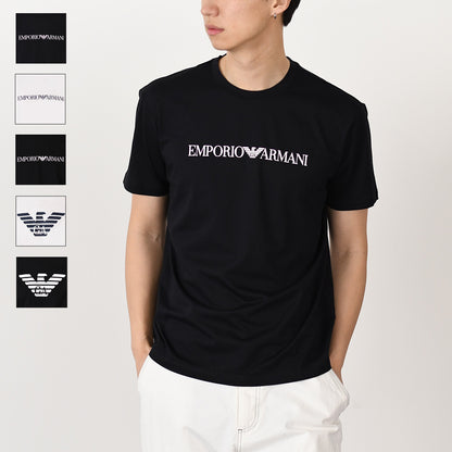 EMPORIO ARMANI 피마저지 로고 프린트 티셔츠 