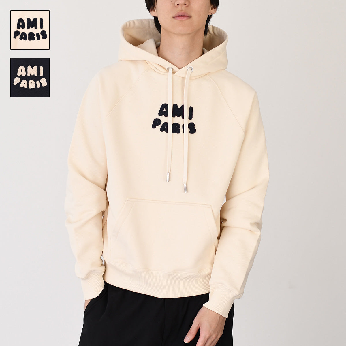 AMI PARIS AMI DE COEUR アミパリス AMI PARIS  パッチ ループバック オーガニックコットン ヘビーフリース パーカー