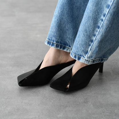 JILSANDER レザー スクエアトゥ ハイヒールミュール