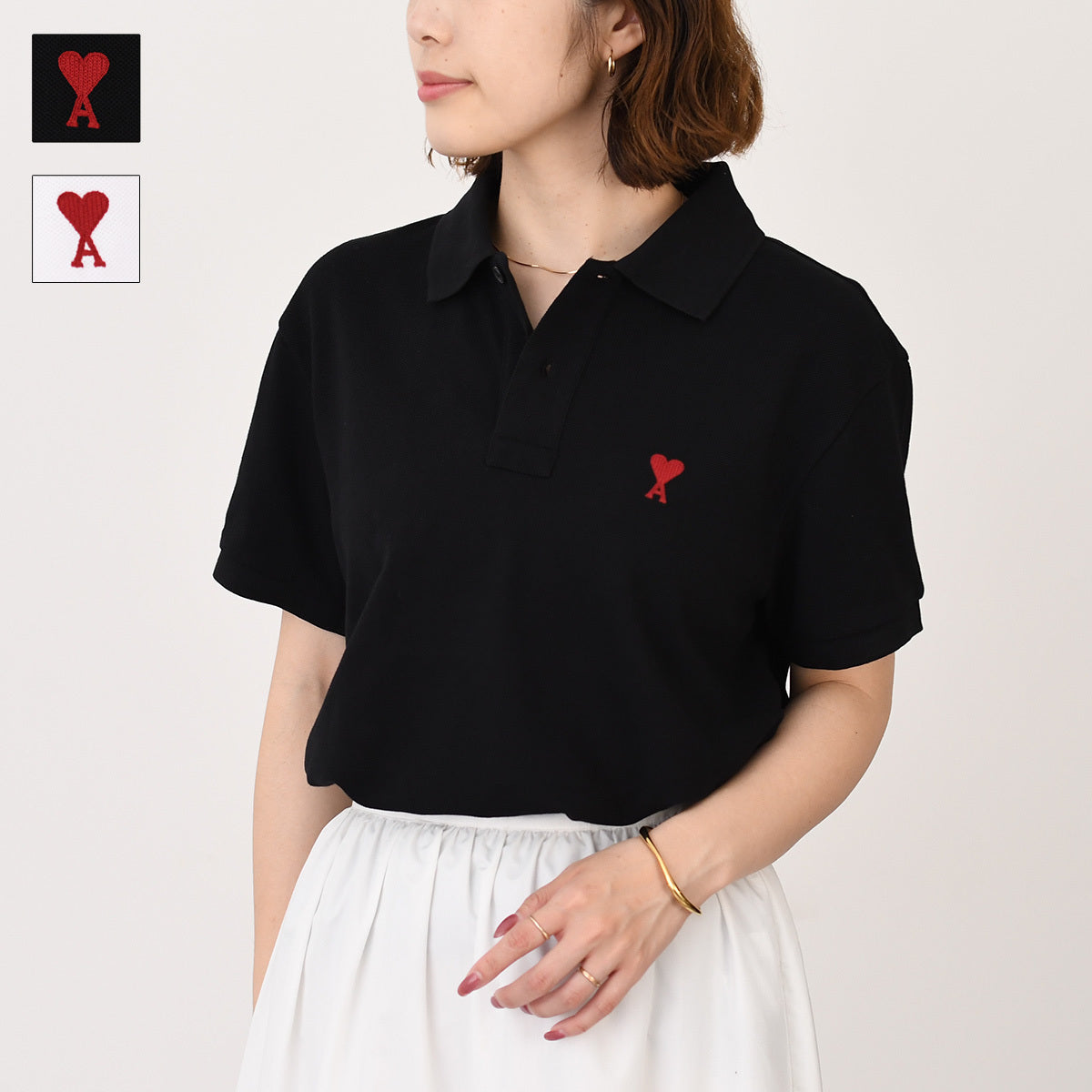 AMI ALEXANDRE MATTIUSSI ORGANIC COTTON PIQUE POLO SHIRT 