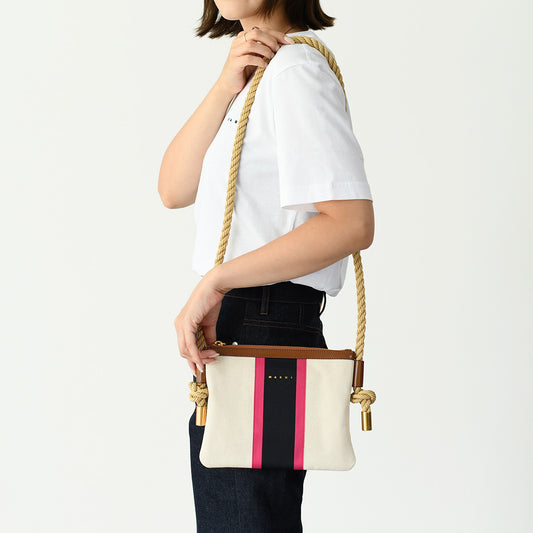 MARNI ストライプキャンバスショルダーバッグ