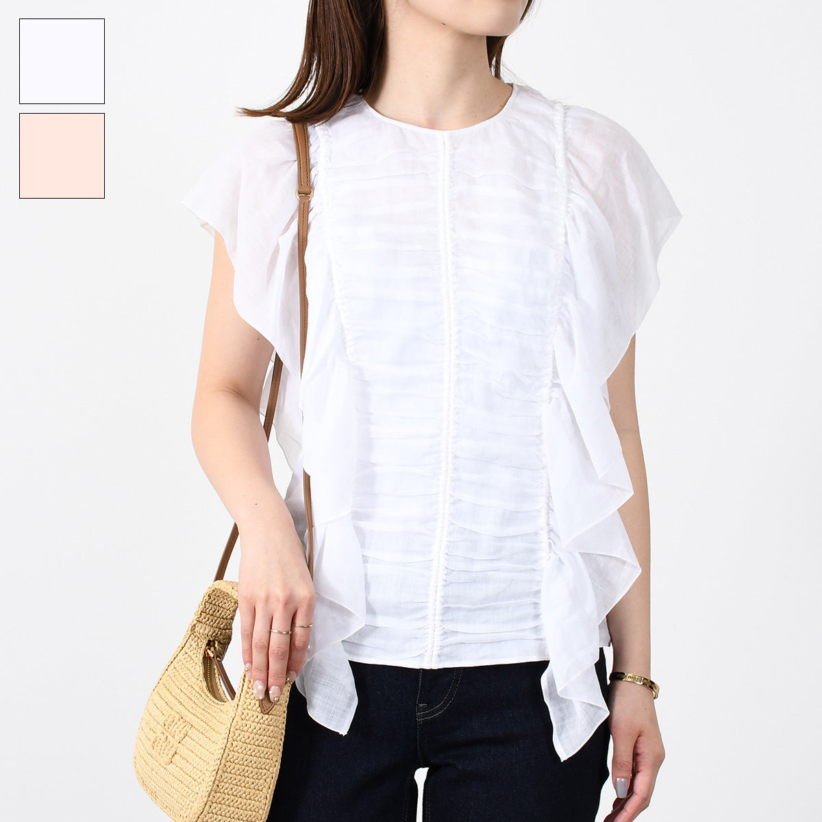CHLOE sleeveless ruffle top 