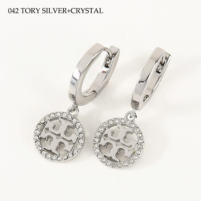 TORY BURCH ミラー パヴェ フープ ピアス