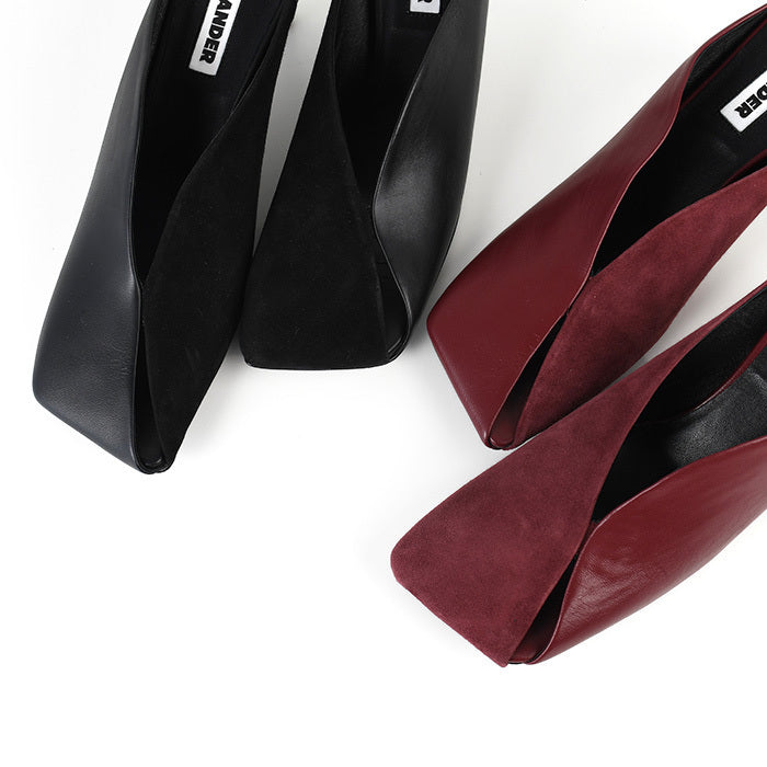 JILSANDER レザー スクエアトゥ ハイヒールミュール