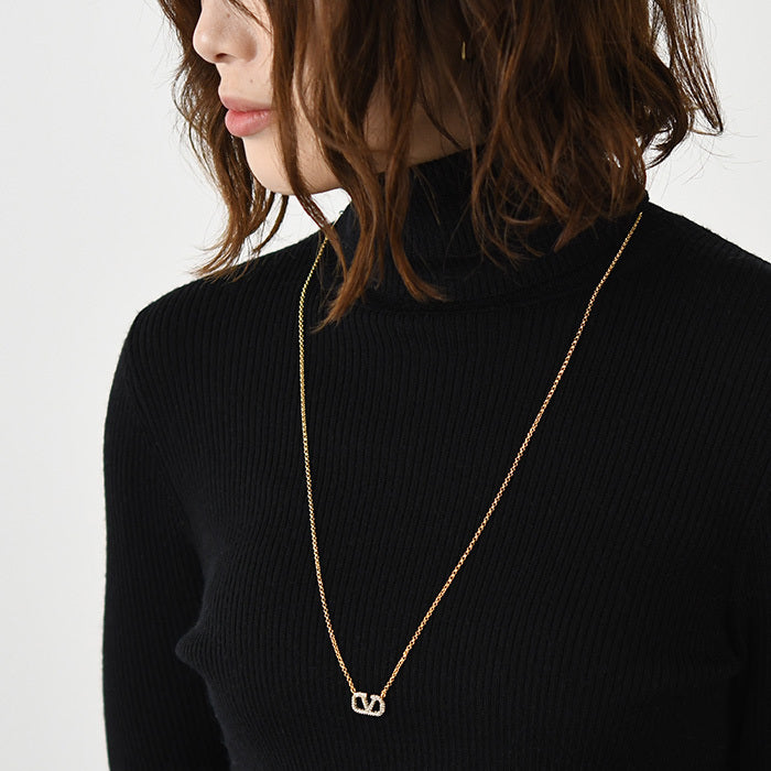 VALENTINO Vロゴメタルxスワロフスキー ネックレス