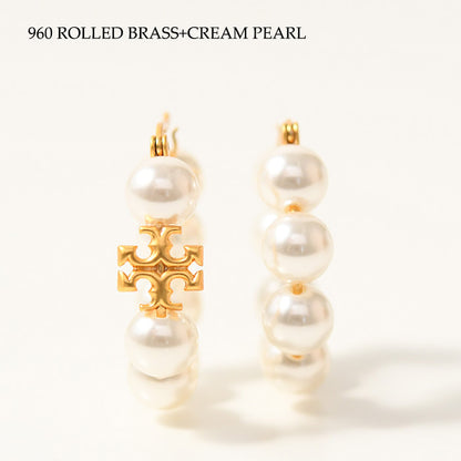 TORY BURCH Kira Pearl Hoop Earrings 