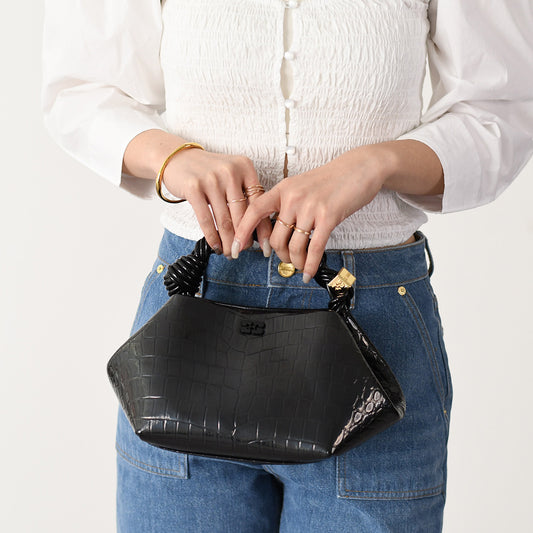 GANNI CROCO PATENT BOU BAG 