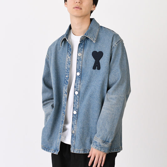 AMI PARIS AMI DE COEUR アミパリス Ami de Coeur ウォッシュドデニム オーバーシャツ