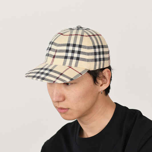 BURBERRY 체크 코튼 베이스볼 캡 