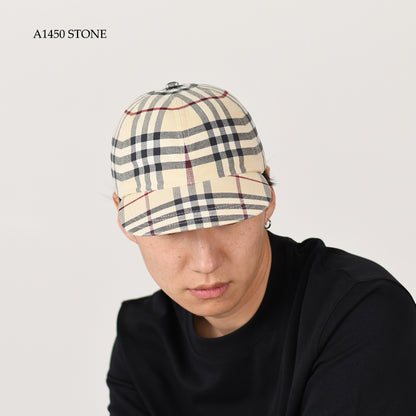 BURBERRY 체크 코튼 베이스볼 캡 