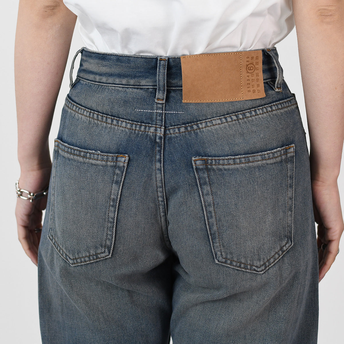 MM6 distressed wide jeans 