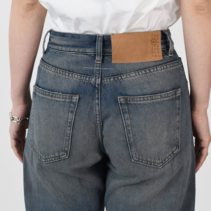 MM6 distressed wide jeans 