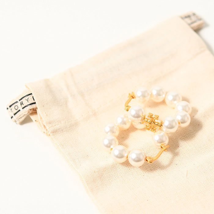 TORY BURCH Kira Pearl Hoop Earrings 