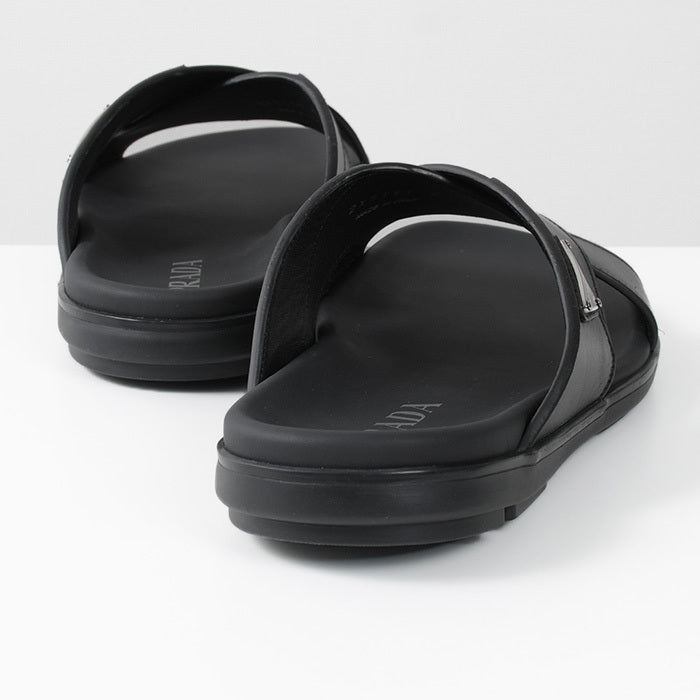 PRADA Leather Criss-Cross Slide Sandals 