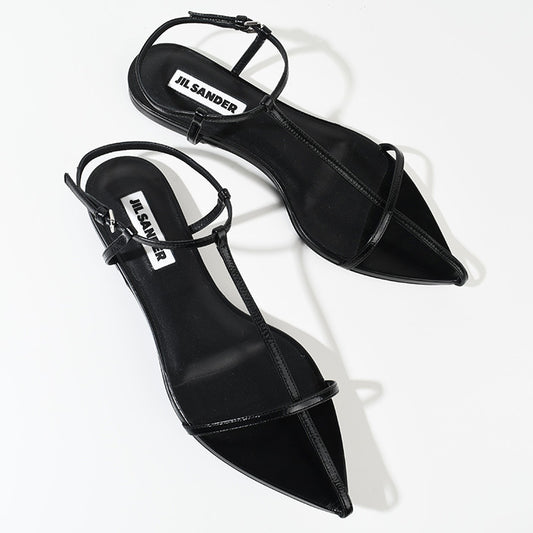 JILSANDER 가죽 포인트 투 플랫 샌들 
