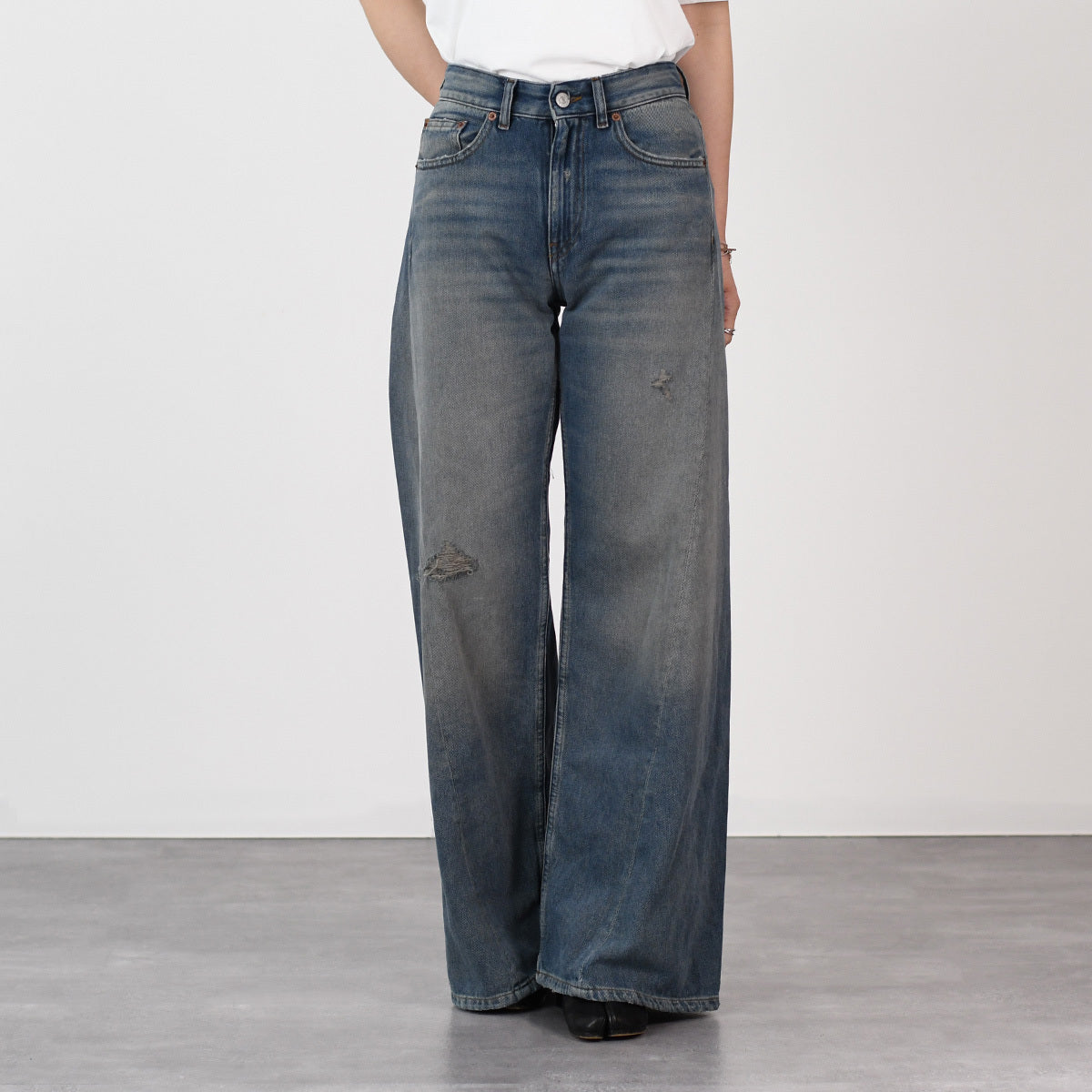 MM6 distressed wide jeans 